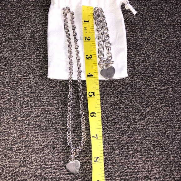 Silver Heart Chain Necklace and Bracelet Set - Picture 3 of 4